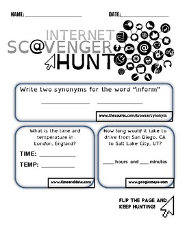 Preview of Basic Internet Skills Scavenger Hunt (Webquest FREEBIE)