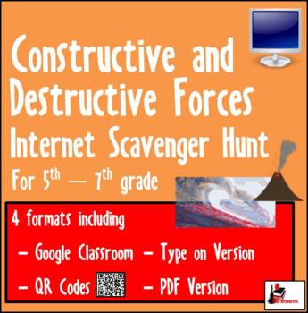 Preview of Internet Scavenger Hunt - Constructive and Destructive Forces -Distance Learning