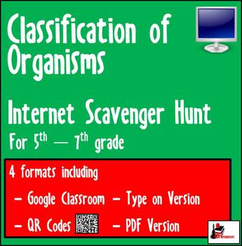 Preview of Internet Scavenger Hunt - Organism Classification - Distance Learning