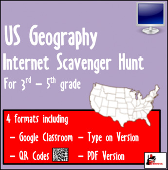 Preview of Internet Scavenger Hunt - Geographical Features USA - Distance Learning