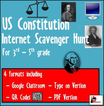 Preview of Internet Scavenger Hunt - US Constitution - Distance Learning