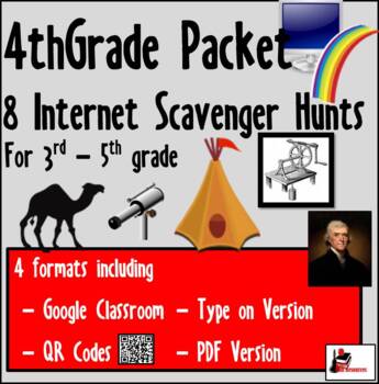 Preview of Internet Scavenger Hunt Bundle - Fourth Grade - Distance Learning