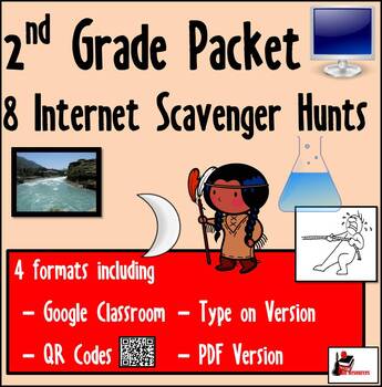 Preview of Internet Scavenger Hunt Bundle - Second Grade - Distance Learning