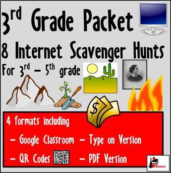 Preview of Internet Scavenger Hunt Bundle - Third Grade - Distance Learning