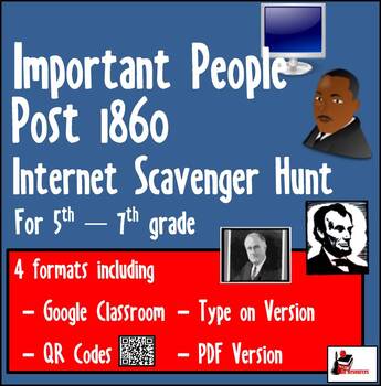 Preview of Internet Scavenger Hunt - People in US History post 1860 - Distance Learning