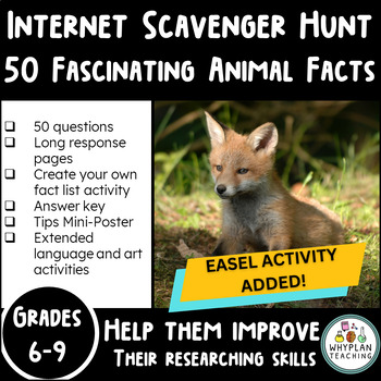 Internet Scavenger Hunt WebQuest Activity - 50 Fascinating Animal Facts