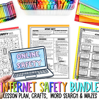 Preview of Internet Social Media Gaming Safety Activities Bundle Powerpoint Lesson Plan