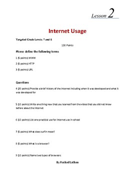 Preview of Lesson 2 - Internet Usage