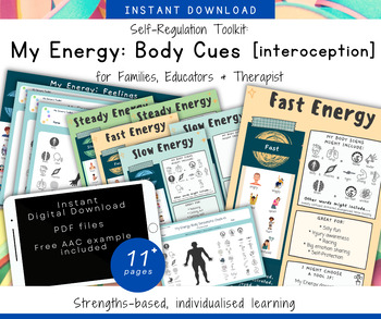 Preview of Interoception Body Cues, Self-Regulation, Sensory, Energy, Feelings, Resources