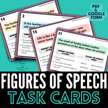 Preview of Interpret Figurative Language Task Cards Figures of Speech | No Prep Google Form