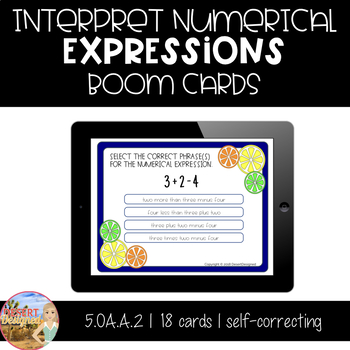 Preview of Interpret Numerical Expressions - Boom Cards | Distance Learning
