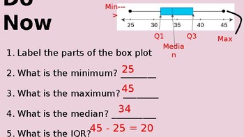 Preview of Interpreting Box Plots Lesson Notes
