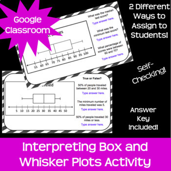 Preview of Interpreting Box and Whisker Plots *Google Classroom* *Distance Learning*