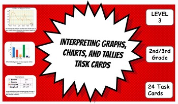 Preview of Interpreting Charts, Graphs, and Tallies Task Cards LEVEL 3