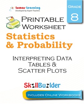 Preview of Interpreting Data Tables & Scatter Plots Printable Worksheet, Grade 8