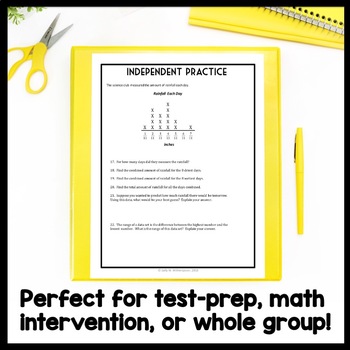 Interpreting Line Plots, Fourth Grade 8-Page Lesson Packet & Quiz (4.MD.4)