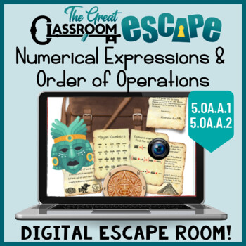 Preview of Interpreting Numerical Expressions & Order of Operations Escape Room 5th Grade