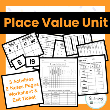 Preview of Interpreting Place Value Digits Unit 4th Grade Math Worksheet Notes & Activities