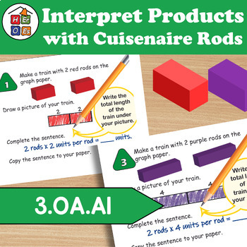 Preview of Interpreting Products with Cuisenaire Rods Task Cards | Multiplication 3rd Grade