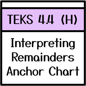 Preview of Interpreting Remainders Anchor Chart | TEKS 4.4 H