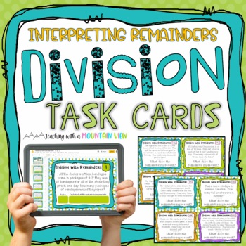 Preview of Interpreting Remainders Division Task Cards