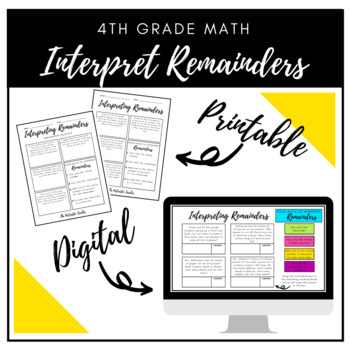 Preview of Interpreting Remainders | Printable & Digital