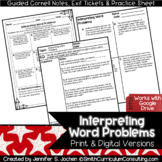 Interpreting Word Problems Guided Cornell Notes - Perfect 