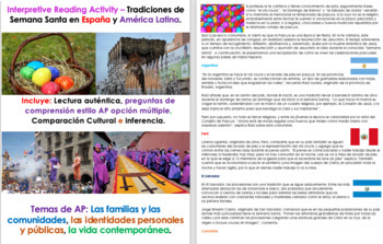 Preview of Interpretive Reading Activity – Tradiciones de Semana Santa España y América Lat