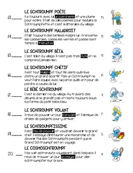 Interpretive Reading Activity Les Schtroumpfs Smurfs By French And Fancy