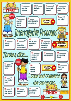 Preview of Interrogative Pronouns - Board Game and Note