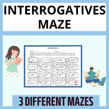 Preview of Interrogatives Maze in Spanish Questions - Interrogativas Laberinto-Worksheets