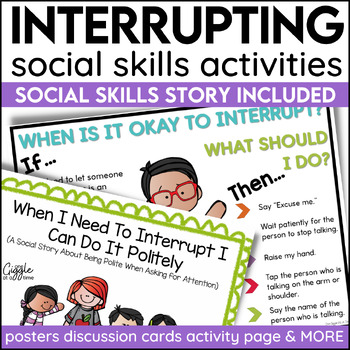 Preview of Impulse Control Interrupting Social Story & Self Control & Patience Activities