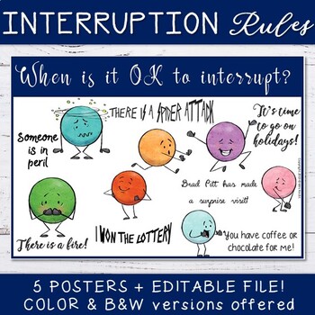 Preview of Interruption Rules Editable Poster