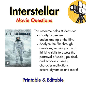 Preview of Interstellar Movie Questions (Grades 6-12): Exploring Science