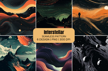 Preview of Interstellar Seamless Patterns Digital Paper Background
