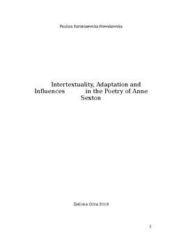 Preview of Intertextuality, Adaptation and Influences in the Poetry of Anne Sexton