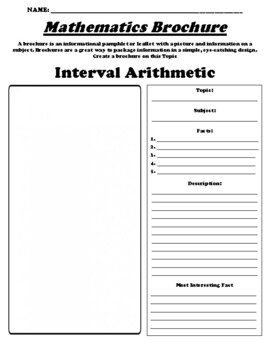 Preview of Interval Arithmetic "Informational Brochure" Worksheet & WebQuest