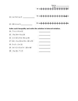 Interval Notation Practice Worksheet by Moore Math | TpT