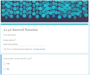 Preview of Interval Notation Quiz - Google Forms