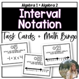 Interval Notation Task Cards and Math Bingo Game