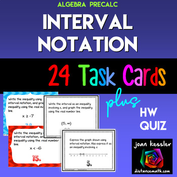 Preview of Interval Notation Task Cards plus HW