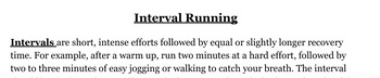 Preview of Interval Running/Training Info and Worksheet
