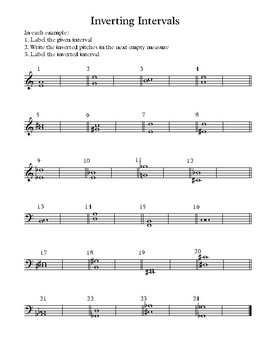 Intervals - Indentifying, Building, Inverting by Music Theory Worksheets