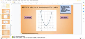 Preview of Intervals of quadratic functions by parabolas / graph Slides / peardeck lesson