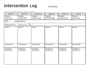 Preview of Intervention 6 week plan