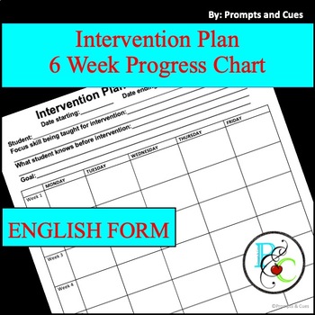 Preview of Intervention Plan 6 Week Progress Chart