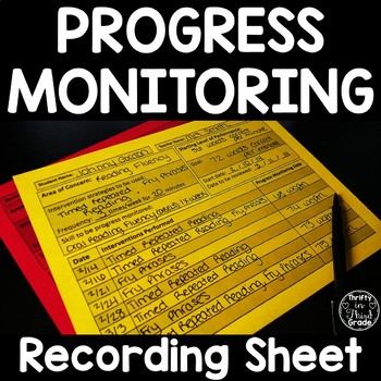 Preview of Intervention Recording Progress Monitoring Tracking Sheet