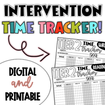 Preview of Intervention Time Tracker- RTI Tier 2 Time Tracker Digital and Printable