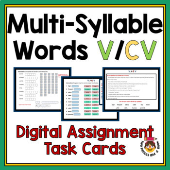 Preview of Intervention V/CV Digital Quick Study Easel Task Cards Science of Reading