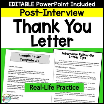 Preview of Interview Follow-Up Thank You Letter for Career Technical Education EDITABLE